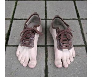 Barefoot Shoes Bare Feet! Theater! Laces tied together!